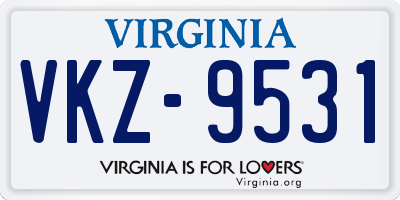 VA license plate VKZ9531