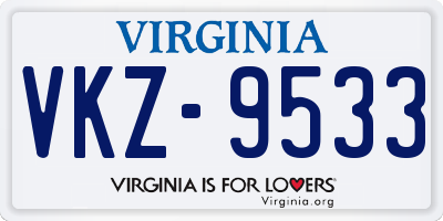 VA license plate VKZ9533