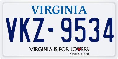 VA license plate VKZ9534