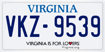 VA license plate VKZ9539