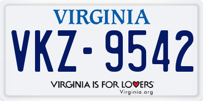 VA license plate VKZ9542