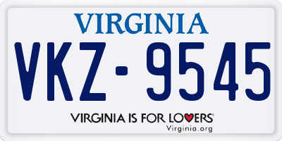 VA license plate VKZ9545