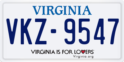 VA license plate VKZ9547
