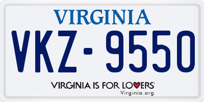 VA license plate VKZ9550