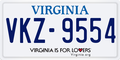 VA license plate VKZ9554