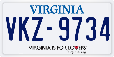 VA license plate VKZ9734