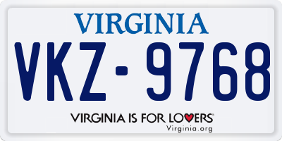 VA license plate VKZ9768