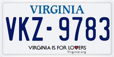 VA license plate VKZ9783