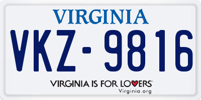 VA license plate VKZ9816