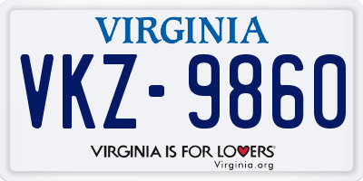 VA license plate VKZ9860