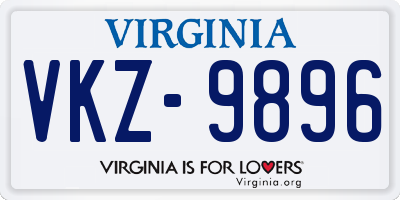 VA license plate VKZ9896