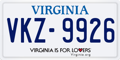 VA license plate VKZ9926