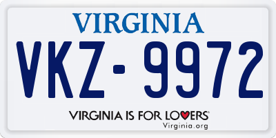 VA license plate VKZ9972