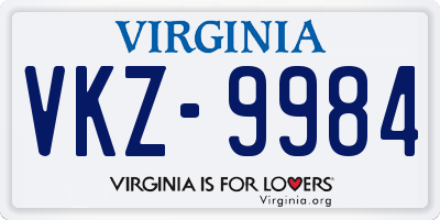 VA license plate VKZ9984