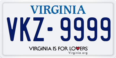 VA license plate VKZ9999