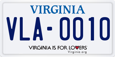 VA license plate VLA0010