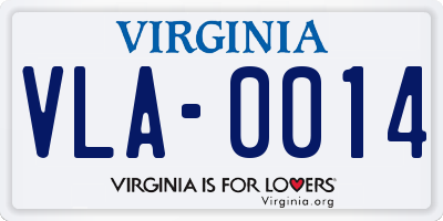 VA license plate VLA0014