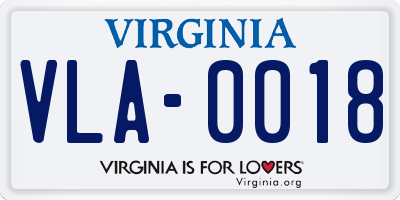 VA license plate VLA0018