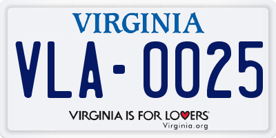 VA license plate VLA0025