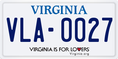 VA license plate VLA0027