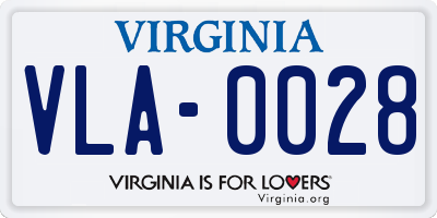 VA license plate VLA0028