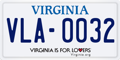 VA license plate VLA0032