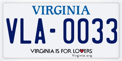 VA license plate VLA0033