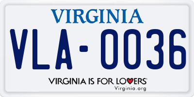 VA license plate VLA0036