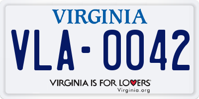 VA license plate VLA0042