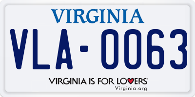 VA license plate VLA0063