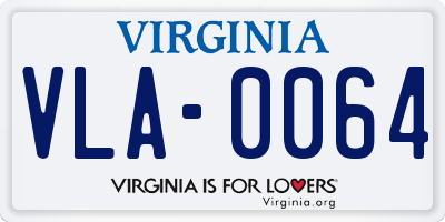 VA license plate VLA0064