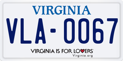 VA license plate VLA0067