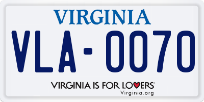 VA license plate VLA0070