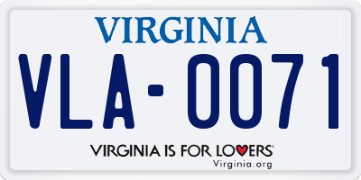 VA license plate VLA0071