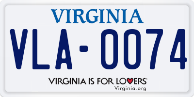 VA license plate VLA0074