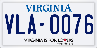 VA license plate VLA0076