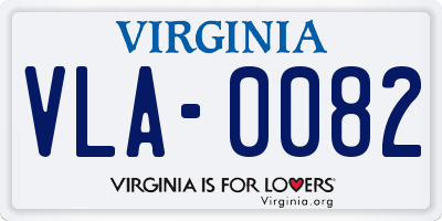 VA license plate VLA0082