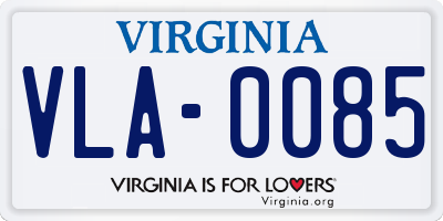 VA license plate VLA0085