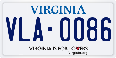 VA license plate VLA0086