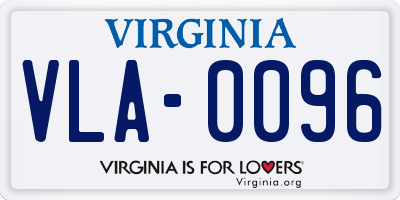 VA license plate VLA0096
