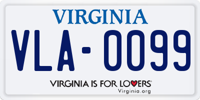 VA license plate VLA0099
