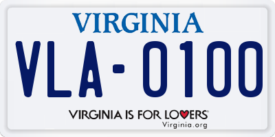 VA license plate VLA0100