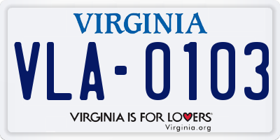 VA license plate VLA0103