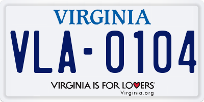 VA license plate VLA0104
