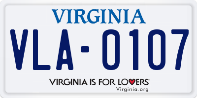 VA license plate VLA0107