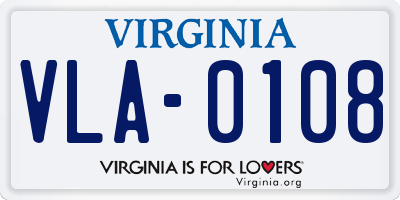 VA license plate VLA0108