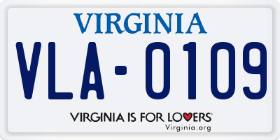 VA license plate VLA0109