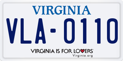 VA license plate VLA0110