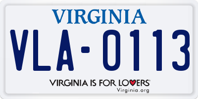 VA license plate VLA0113