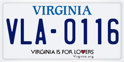 VA license plate VLA0116